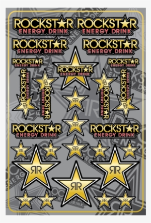Rockstar Energy Decals Large Pack - Fx Rockstar Energy Gold Chrome Sticker Sheet #3757477