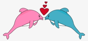 Dolphins Clipart Animated - Pink And Blue Dolphins #3758404