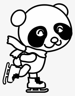 Skating Panda Coloring Page Clipart Transparent Download - Skating Black And White #3758508