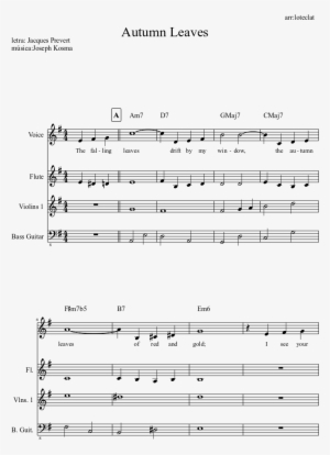 Autumn Leaves Sheet Music Composed By Arr - Autumn Leaves Violin Notes #3759349