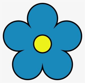 Outside Dark Blue Inside Yellow Flower Png Clipart - Blue Flower Png Clipart #3760033