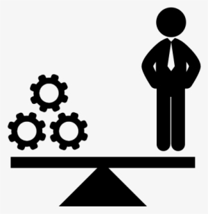Business Scale With A Man And Resources Gears Symbol - Icono Balanza Png #3765012
