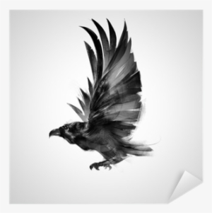 Isolated Graphically Flying Bird Black Crow Sticker - Corbeau Symbole #3771089