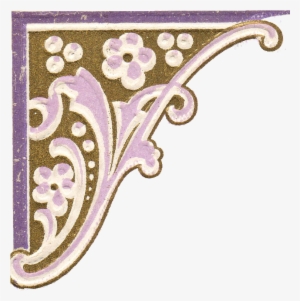 Left Corner Free Png Image From Vintage Post Card Lavender - Motif #3773571