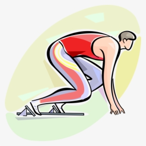 Vector Illustration Of Track And Field Athletic Sport - Track Starting Blocks Clipart #3774185