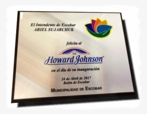 Base De Madera Con Chapa De Bronce Grabada Con Láser - Howard Johnson Hotel Flags 6x10 Feet #3777558