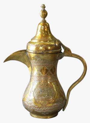 Antique Arabic Teapot Copper Silver Inlaid Damascus - Arabic Coffee Pot Png #3778312