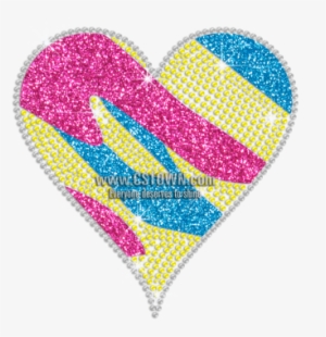 Fashionable Big Heart Iron-on Glitter Rhinestone Transfer - Heart #3778805