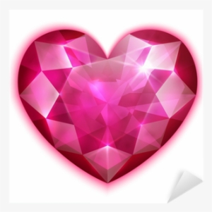 Pink Ruby Heart On White Background - Blue Diamond Heart Shape #3779949