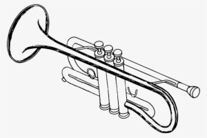 Small - Trumpet Black And White Clipart #3782643
