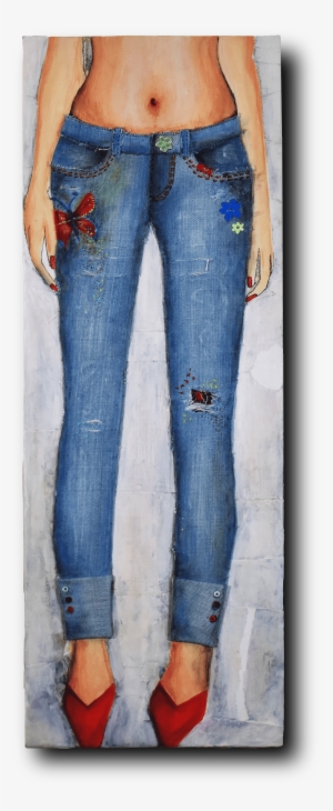 Fashion Torn Denim Denim Fabric Patchwork On Wood Panel - Pocket #3783625