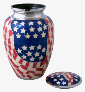 Full-size American Flag Brass Urn Shown With Open Lid - Flag Of The United States #3788146