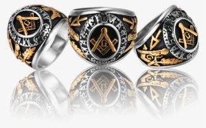College Style 18k Gold Freemason Ring - Masonic Ring Gold Master Lodge Freemason Mens 316l #3788234