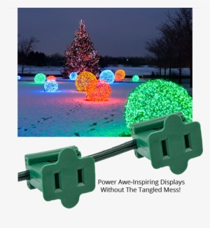 Power Electrical Displays With Zip Plugs - Holiday Lighting Outlet Female Green In Line Pass Through #3788569