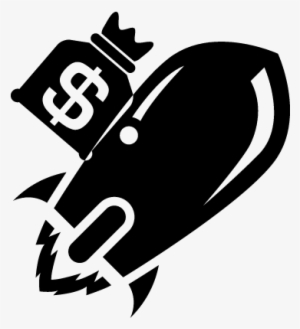 Rocket Space Ship With Money Bag Of Dollars Vector - Money Bag Logo #3790379