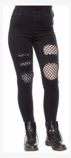 Celebrity Pink X-ankle Skinny Fishnet Patched Jenna - Leggings #3794523
