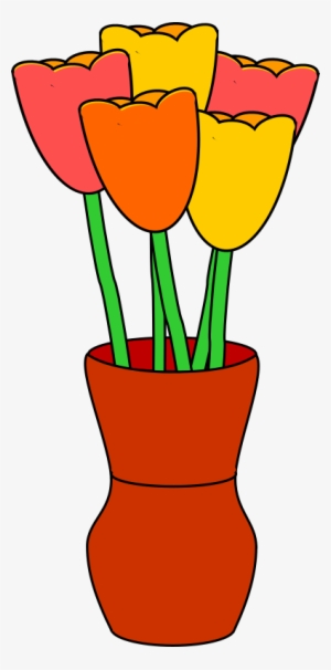 Yellow Tulip Clipart - Flowers In A Vase Clipart #3796469