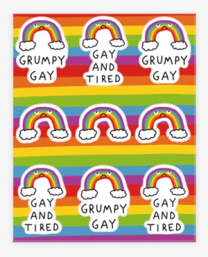 Grumpy Gay Rainbow Sticker/decal Sheet - Gay Rainbow #3797026