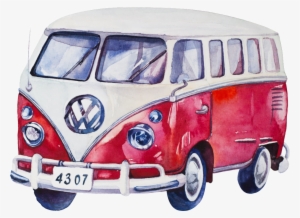 Red And White Hand Painted Car Watercolor Transport - Water Color Car #3798719