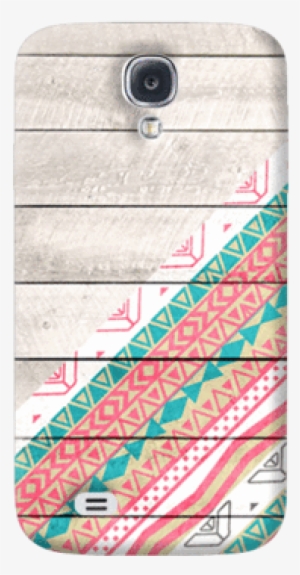 Tribal Aztec Wooden Teal Galaxy S4 Case - Andes Tribal Aztec Coral Teal Chevron Wood Pattern #3798905