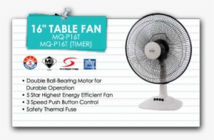 16" Table Fan Mq-p16t - Mechanical Fan #383982