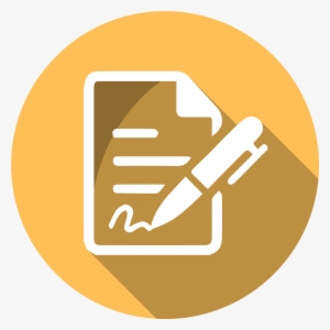 Icon Of A Piece Of Paper & A Pen - Contract Icon Round Png #387629