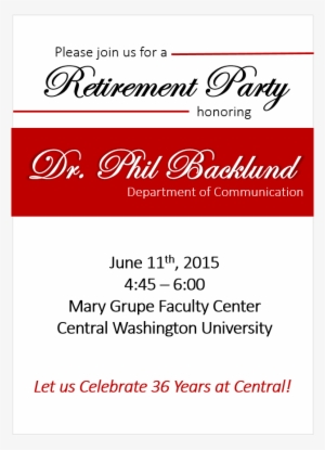 Backlund Retirement Party Invite - Carmine #387830