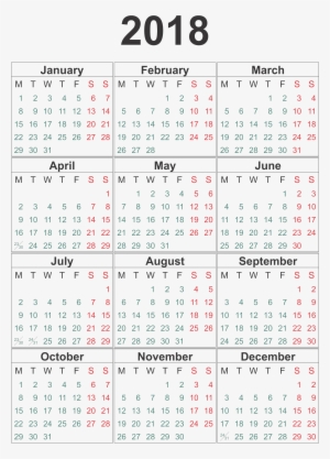 2018 Calendar Transparent Png - Number #389202
