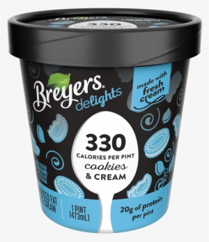 A 16 Ounce Tub Of Breyers Delights Cookies & Cream - Breyers Delights Cookies And Cream #389623