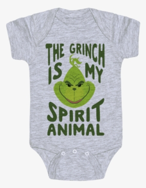 The Grinch Is My Spirit Animal Baby Onesy - Daddy Game Onesies #3803539