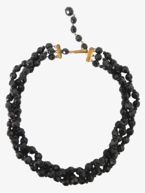 Vintage 1950's Three Strand Faceted French Jet Choker - Necklace #3804775
