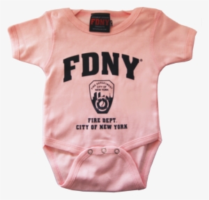 Fdny Infants Pink Onesie With Navy Chest Print #3805952