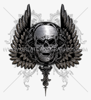 Gothic Skull With Wings - Motorcycle #3806982