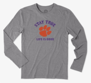 Men's Clemson Tigers Stay True Long Sleeve Cool Tee - Life Is Good T Shirt #3807897