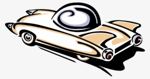 Vector Illustration Of Futuristic Model Sedan Automobile - Antique Car #3808105