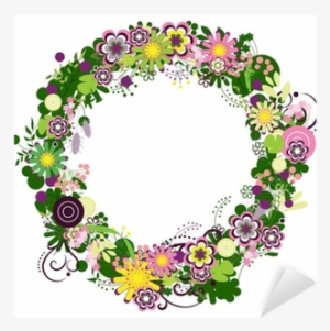 Vector Summer Stylized Floral Wreath Sticker • Pixers® - Wreath #3810292