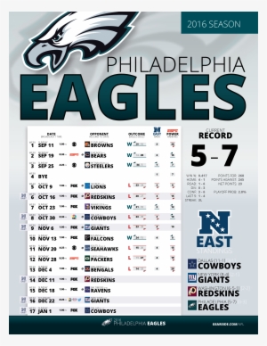 2016 Week 13 Results - Eagles Schedule 2018 Printable #3811862