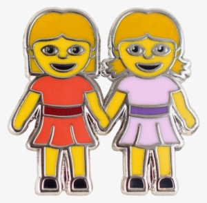 Girls Holding Hands Emoji Pin - Emoji #3812543