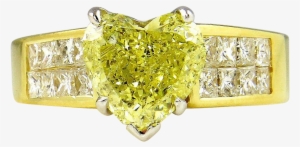32ct Estate Vintage Natural Fancy Yellow Heart Shape - Engagement Ring #3815095