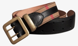 Burberry Topstitched House Check And Leather Women's - Burberry Women Belt #3816737