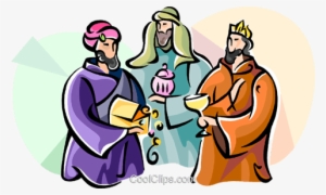 3 Wise Men Epiphany Royalty Free Vector Clip Art Illustration - 3 Gifts Wise Men Brought Jesus #3820148