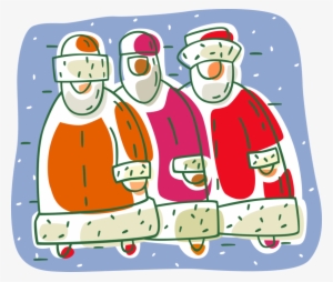Vector Illustration Of Three Wise Men In Santa Suits - Design #3820678