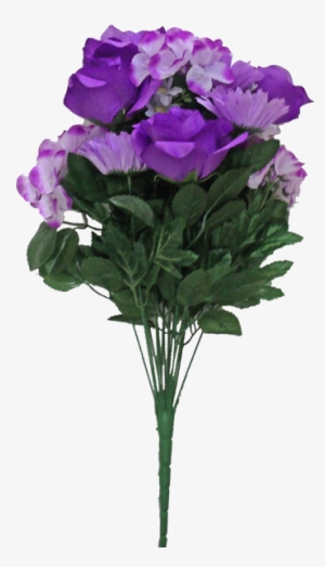 21” Rose/hydrangea/ Gerbera Bush ~ Purple - Canterbury Bells #3825401