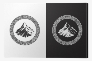 Illustration Of Mount Olympus Inside A Greek Key Canvas - Olympus Greek Logo #3829941