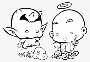 Dibujo De Ángel O Demonio Para Colorear - Angel O Demonio Dibujos #3831551