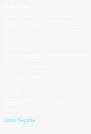 Hi Everyone My Name Is Jordan "aka Dj Uber" And I Am - Paper Product #3832725