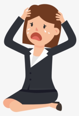 Hopeless Corporate Woman Crying - Cartoon #3834314