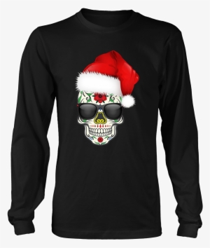 Sugar Skull Tshirt With Christmas Santa Hat Day Of #3838347