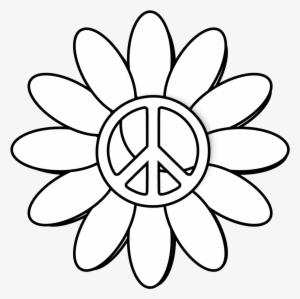 Peace Symbol Peace Sign Flower 6 Black White Line Art - Rob Goldstone Trump #3840671