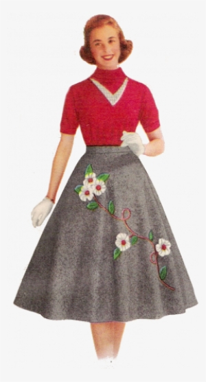 1957 Teen In A Felt Skirt And Knit Top - 50's Outfit #3842975